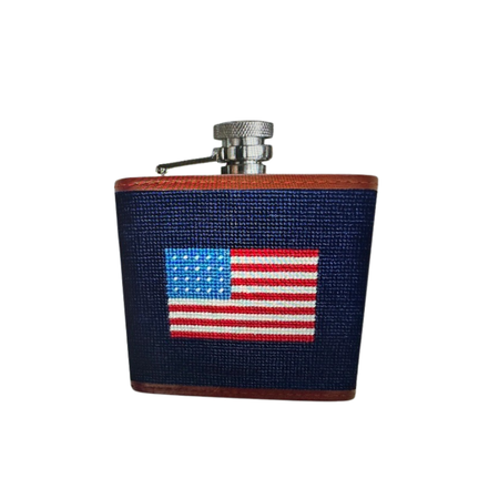Smathers and Branson American Flag Hand-Stitched Needlepoint Flask