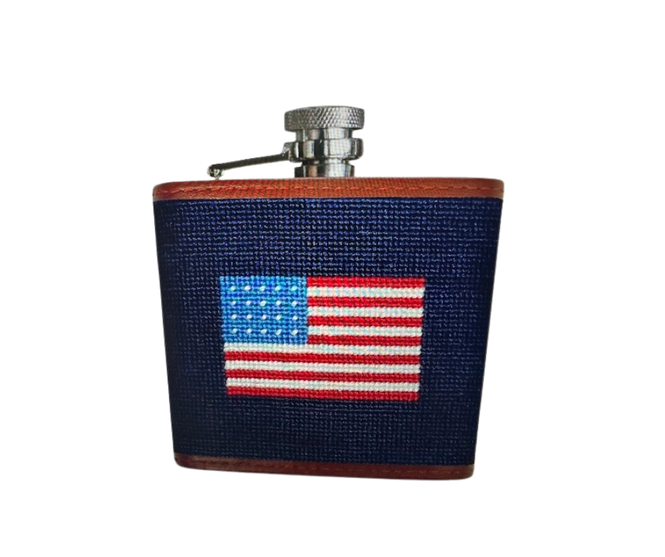 Smathers and Branson American Flag Hand-Embroidered Flask