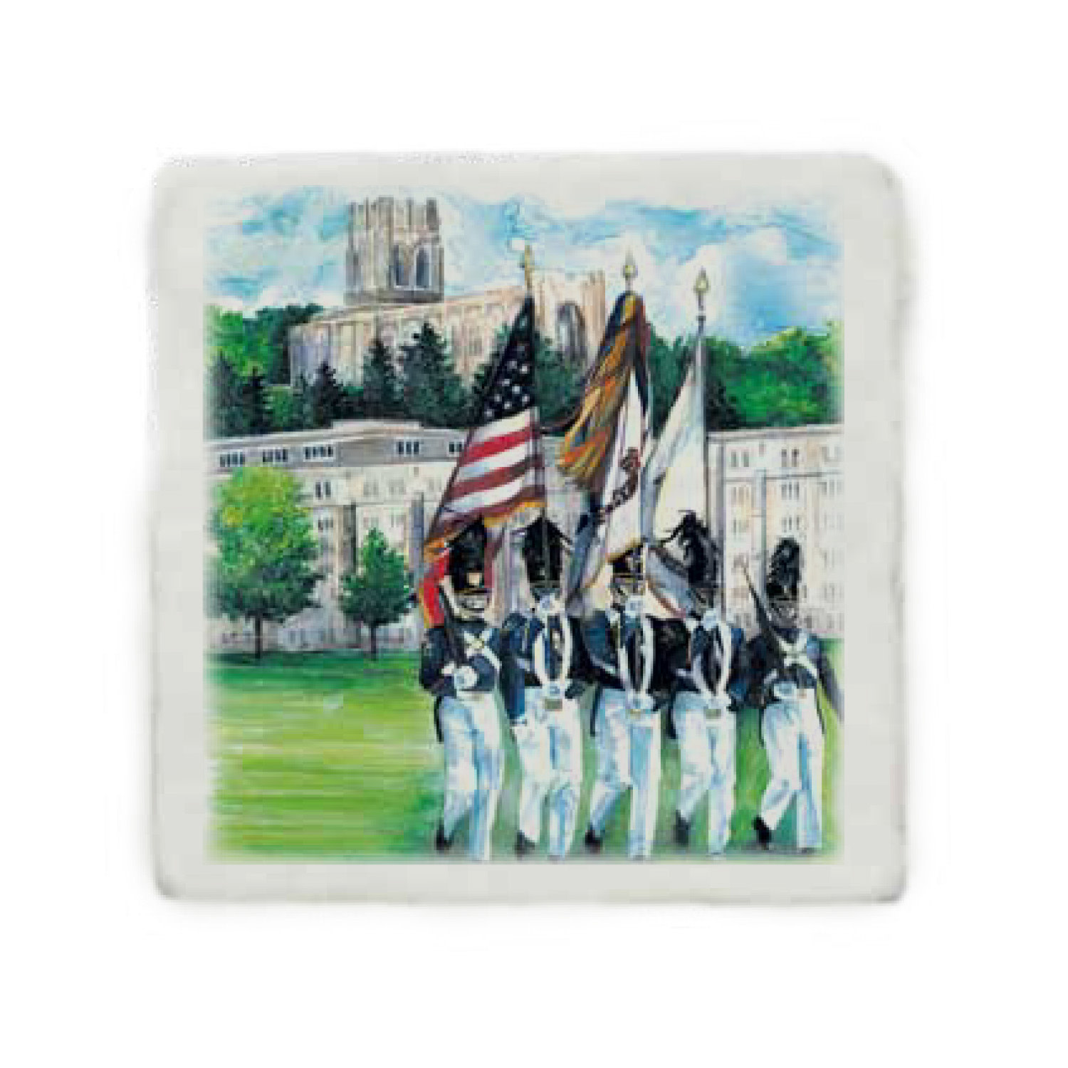 West Point Color Guard Marble Coasters, Set of Four