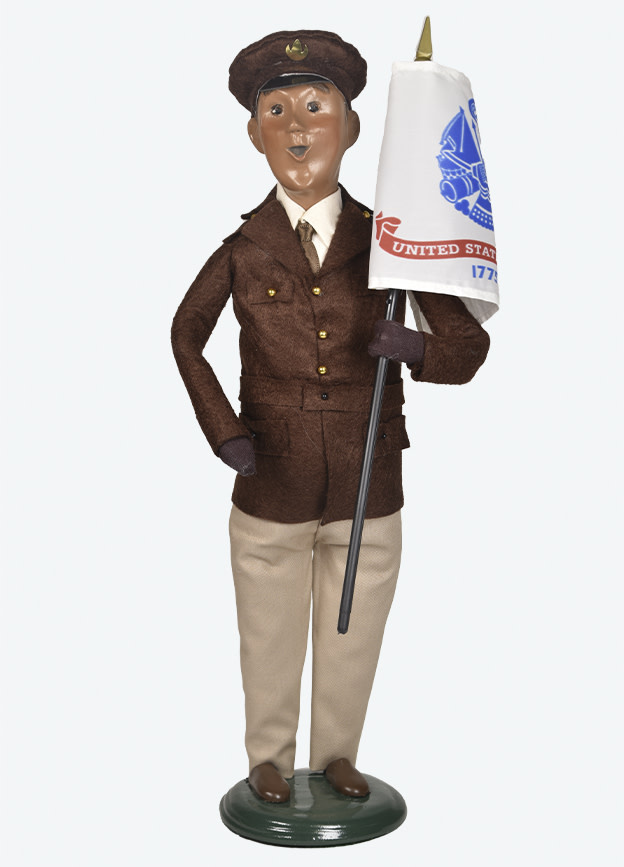Byers' Choice Army Soldier Caroler, African American, 13 inch