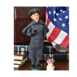 Byers' Choice Cadet Caroler, Gray Overcoat