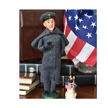 Byers' Choice Cadet Caroler, Gray Overcoat