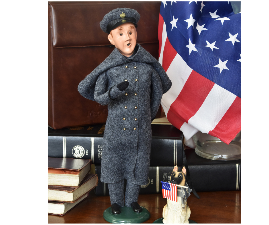 Byers' Choice Cadet Caroler, Gray Overcoat