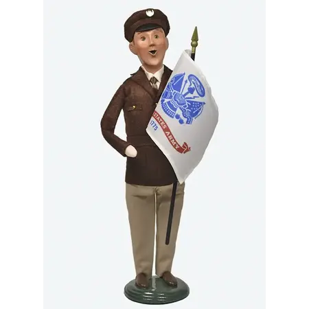 Byers' Choice Army Soldier with Flag Caroler,  Caucasian, 13 inch