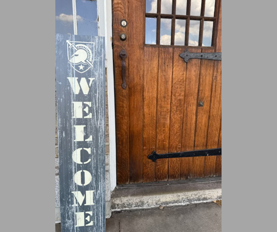 Welcome/with W PT Shield, Porch Leaner Sign, 10.5" x 47", Wooden