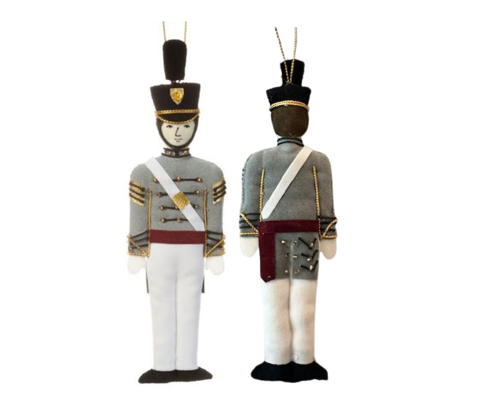 St. Nicholas Co. Male Cadet Ornament with Tarbucket, Caucasian