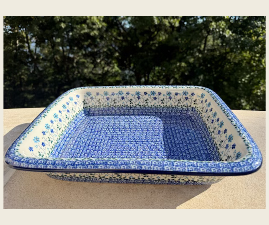 Rectangular Rolled, Large Lasagna Baker, (854)Polish Pottery