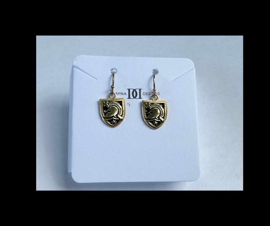 Dayna Designs Gold Plated Enamel Dangle Earrings (Shield)