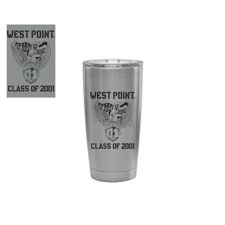 USMA 2001 Crest Stainless Steel Tumbler, 20 Ounce