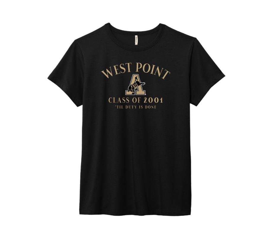 League Collegiate Preorder: USMA 2001 Women's Short Sleeve Essentials Crew Tee, 'Til Duty Is Done
