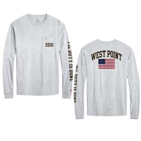 League Collegiate Preorder: Unisex USMA 2001 Long Sleeve Pocket Tee, 'Til Duty Is Done