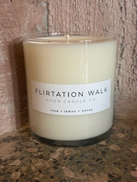 “Flirtation Walk” Hand-Poured Soy Candle, 10 ounce (Rose, Lemon, Honey)