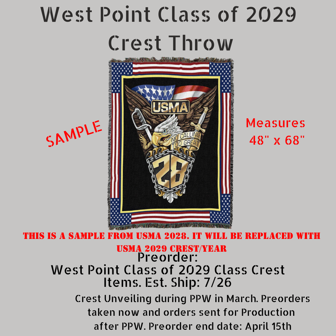 Preorder: USMA 2029 CREST Throw Blanket, 48 x 68 inches