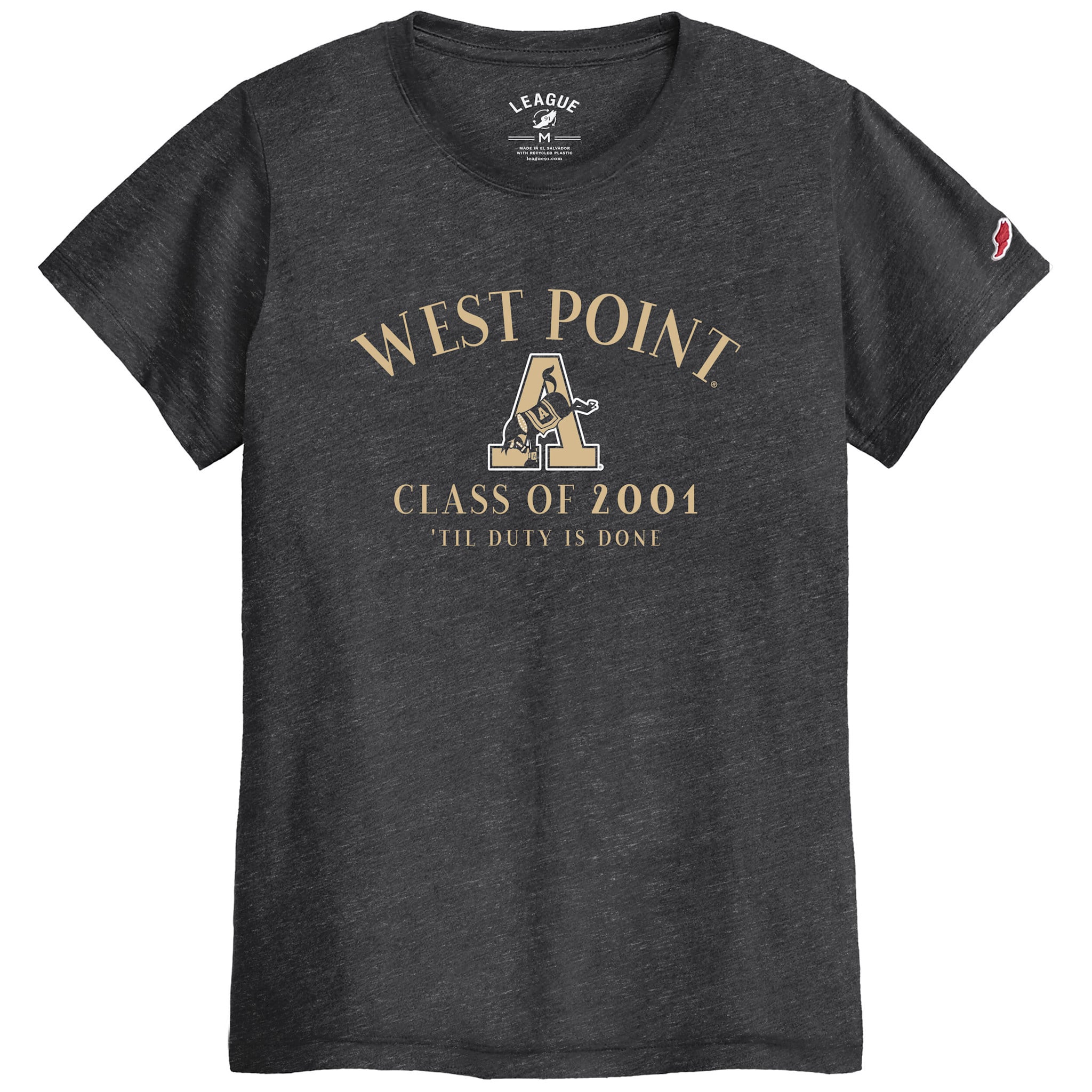 League Collegiate USMA 2001 Women's Short Sleeve Intramural Tee, 'Til Duty Is Done, FINAL SALE