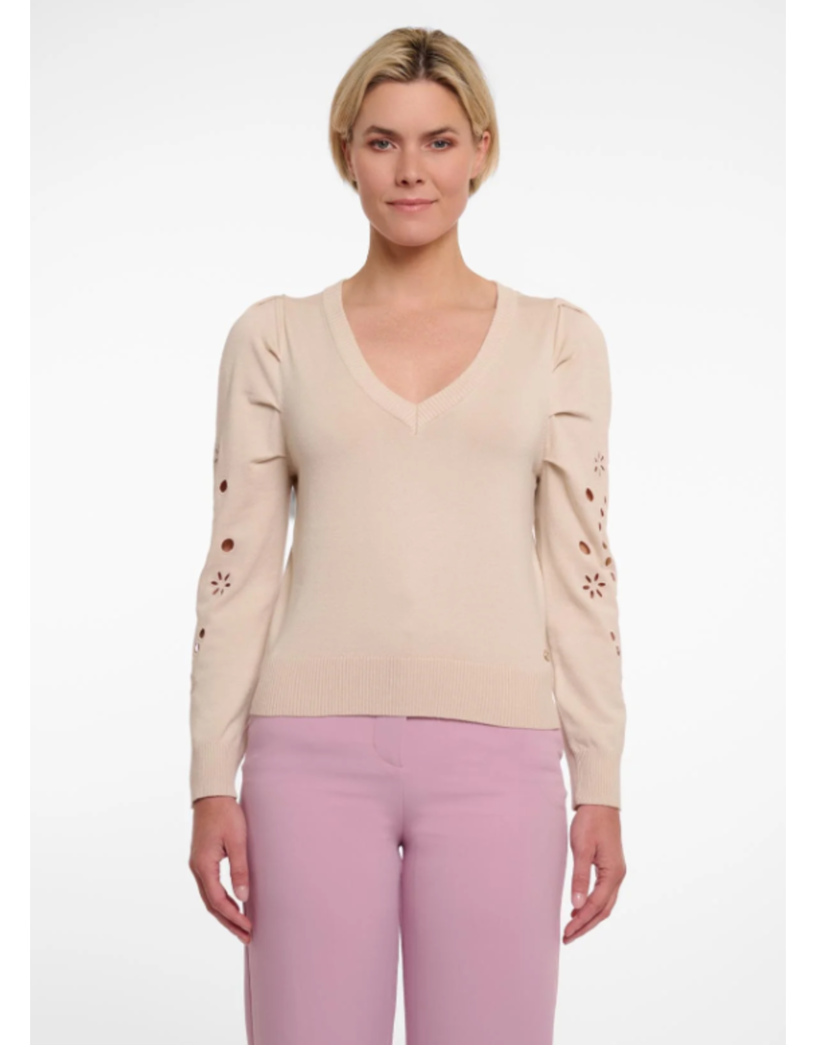 RINO PELLE Belize.5002522 V-neck pullover with embroidery