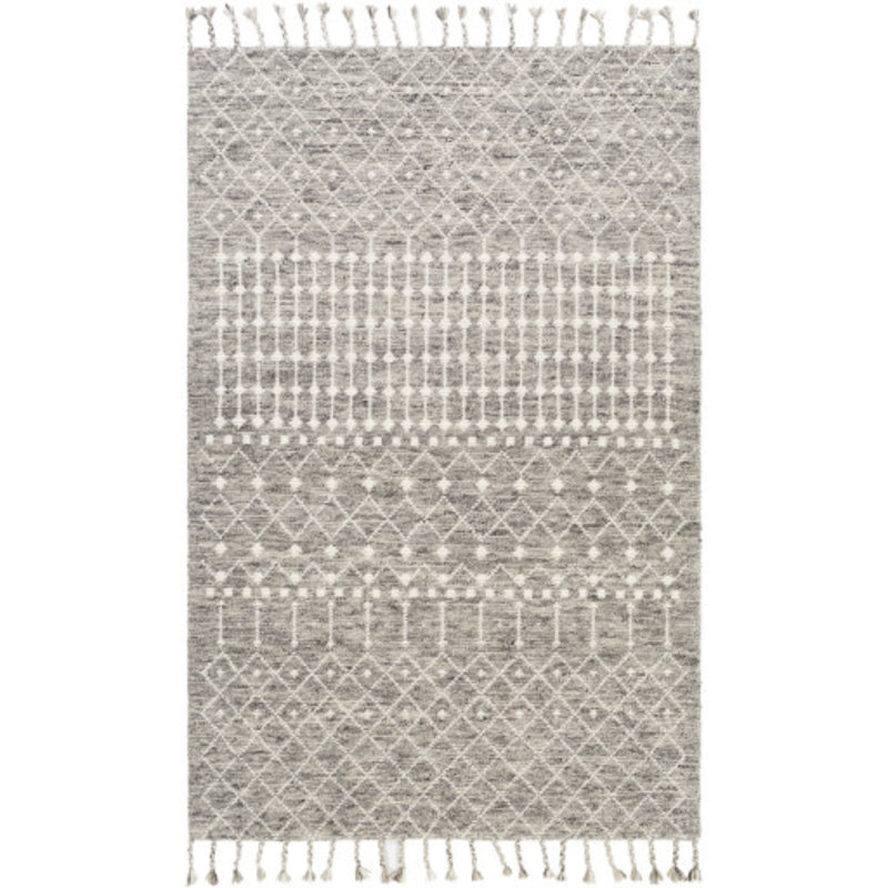 Colette Hand-Knotted Wool Black and White Area Rug 8'x10' +
