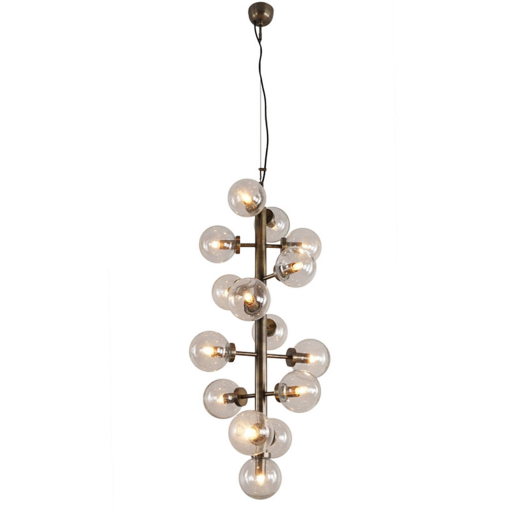 OLIVE 15 GLOBE CHANDELIER GLASS BURNISHED BRASS