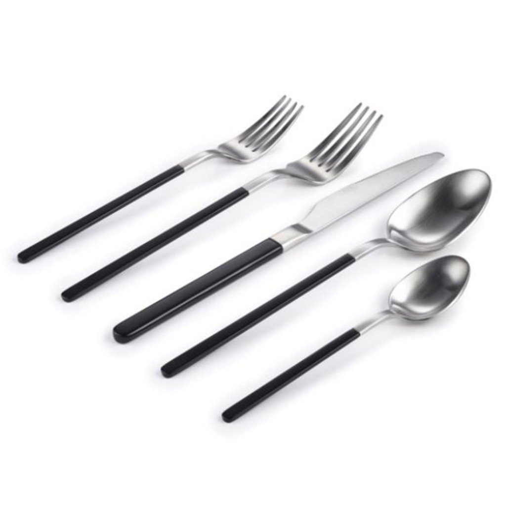 KIMONO 18/10 STAINLESS STEEL FLATWARE BLACK & SILVER SET-20