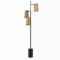 CARRAWAY 3 LIGHT FLOOR LAMP BURNISHED METAL