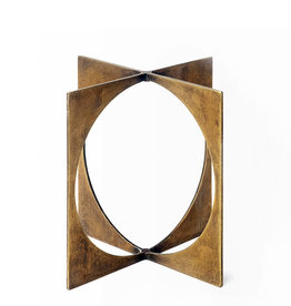 CIRCLE SQUARE SCULPTURE METAL GOLD SMALL