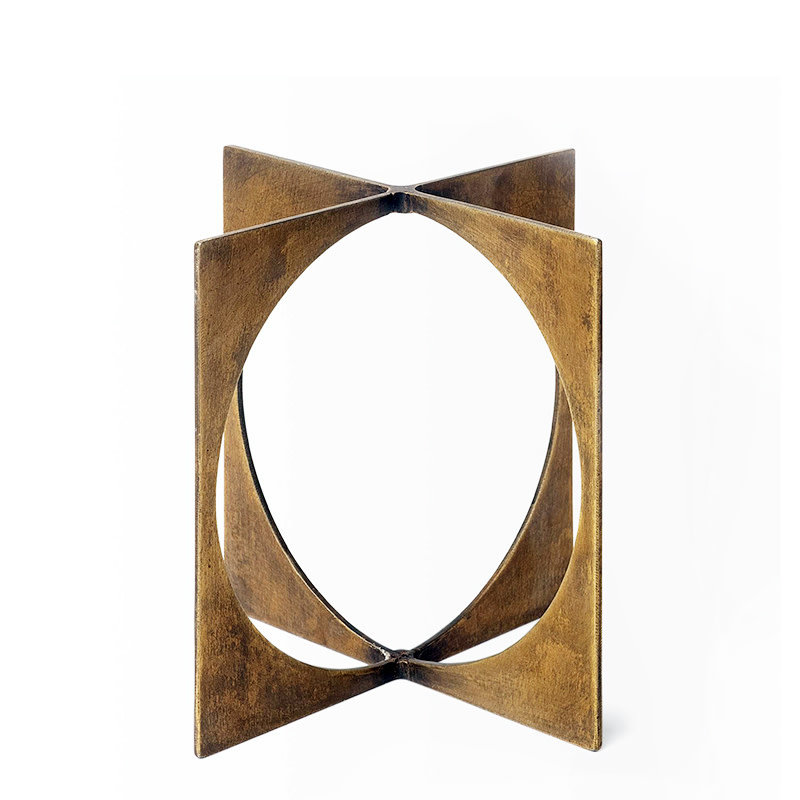 CIRCLE SQUARE SCULPTURE METAL GOLD SMALL