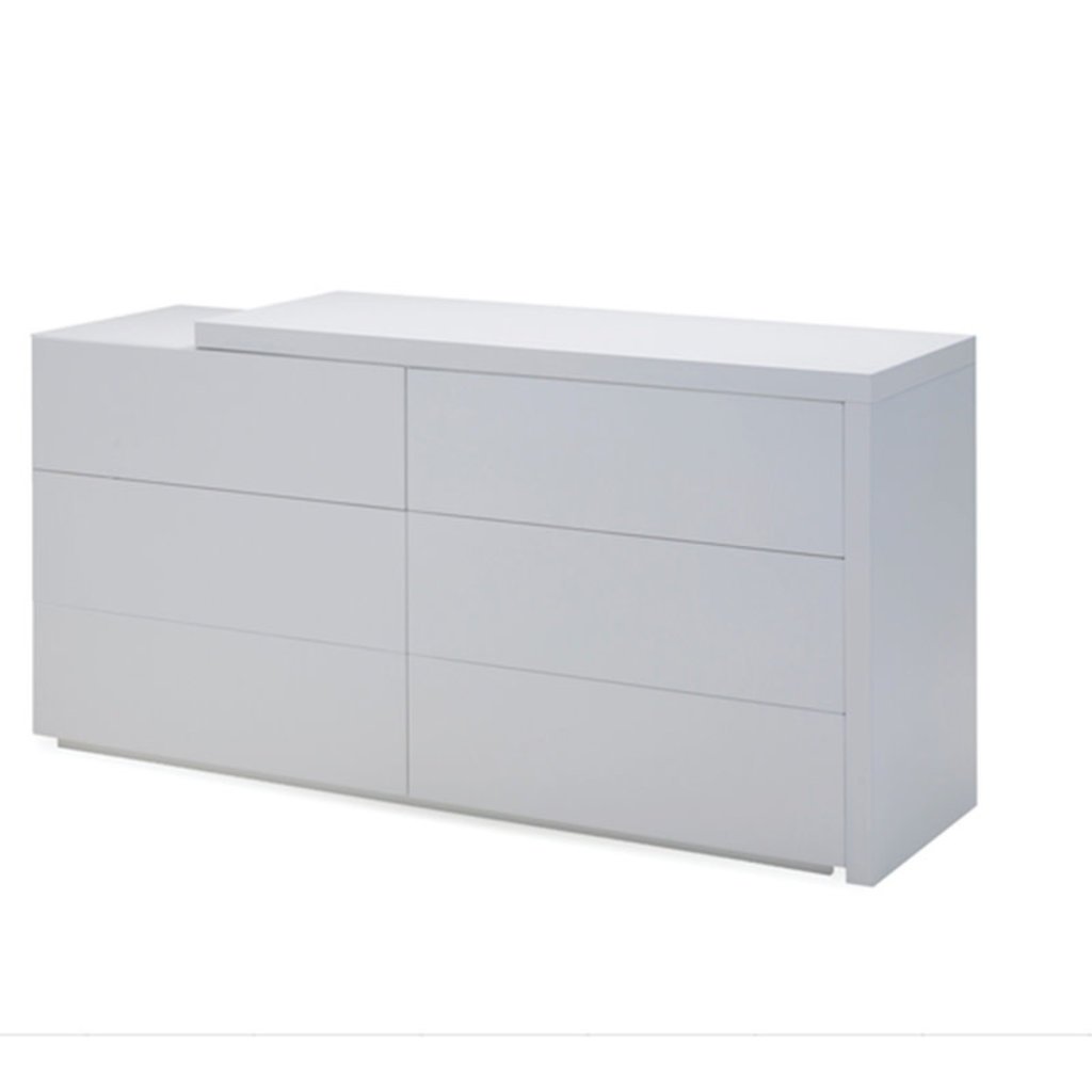 JOAKIM 6 DRAWER DRESSER MATTE WHITE W/ DESK EXTENSION