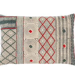 ZOYA PILLOW DOWN FILLED  24"X16" RED AND GREEN