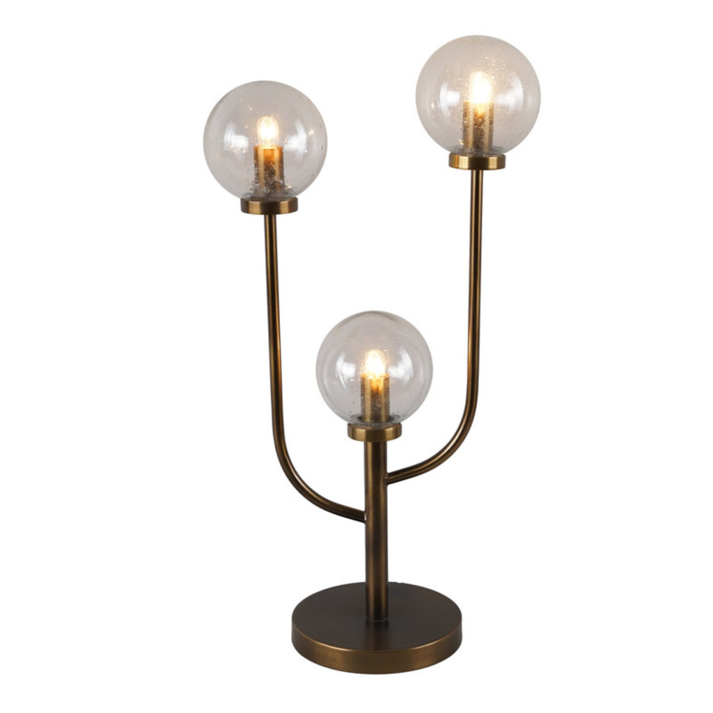 OLIVE 3 GLOBE TABLE LAMP GLASS BURNISHED BRASS