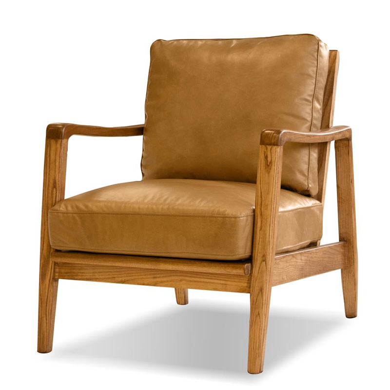 MEZCAL CHAIR LEATHER CARAMEL AND OAK Portside Interiors