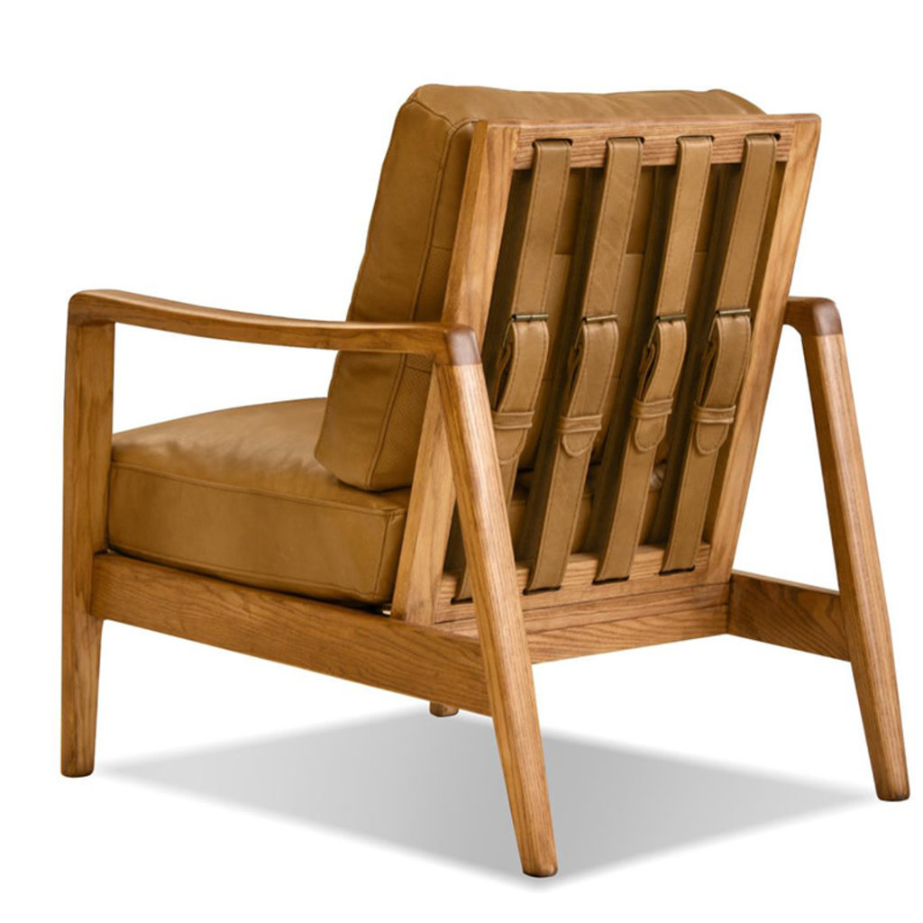 EDVIN CHAIR LEATHER CARAMEL AND ASHWOOD