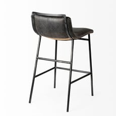 TROYE COUNTER STOOL LEATHER BLACK