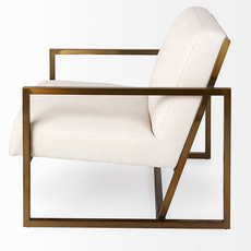 DIKEMBE ARM CHAIR OFF-WHITE AND GOLD