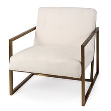 DIKEMBE ARM CHAIR OFF-WHITE AND GOLD