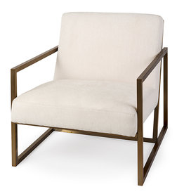 DIKEMBE ARM CHAIR OFF-WHITE AND BRASS