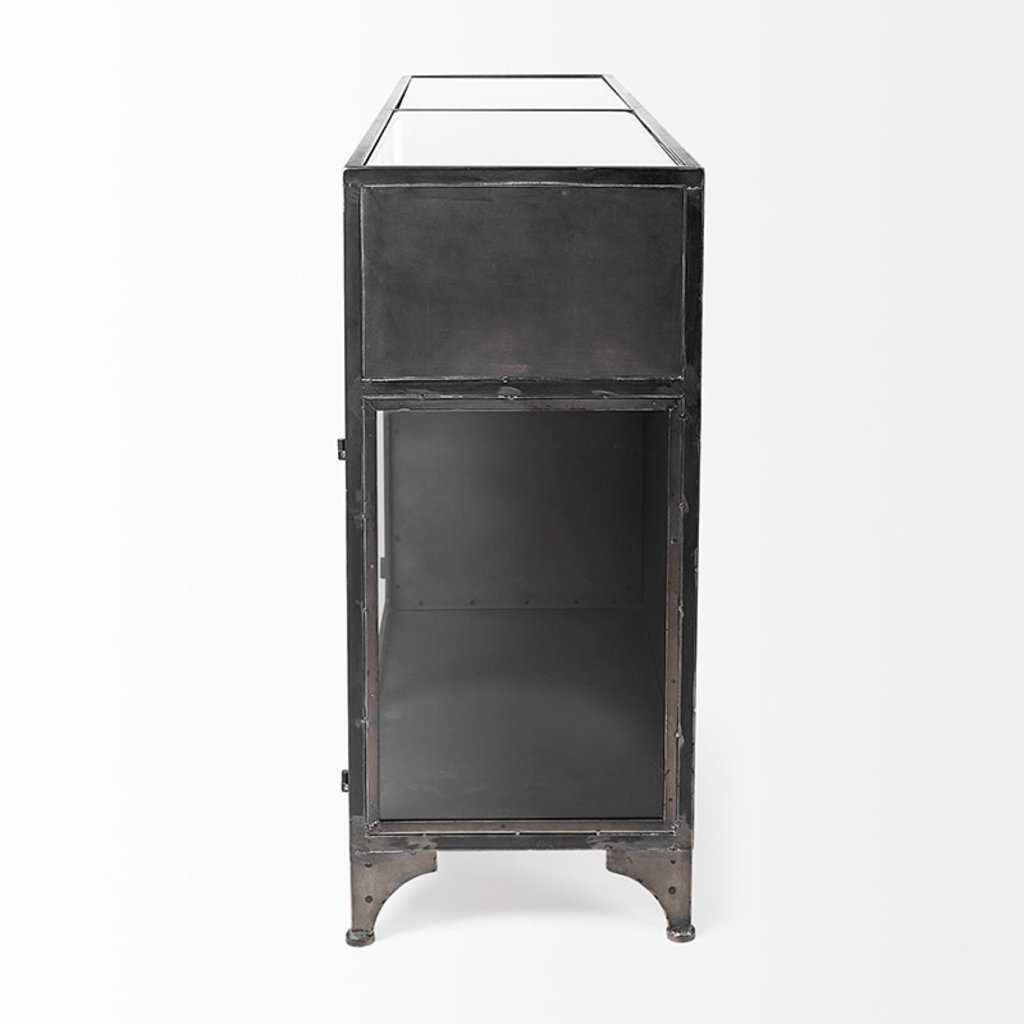 TRAVELLER DISPLAY CABINET GLASS AND METAL BLACK