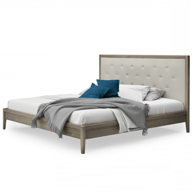 EDMOND UPHOLSTERED HEADBOARD AND WOOD BED By HUPPE