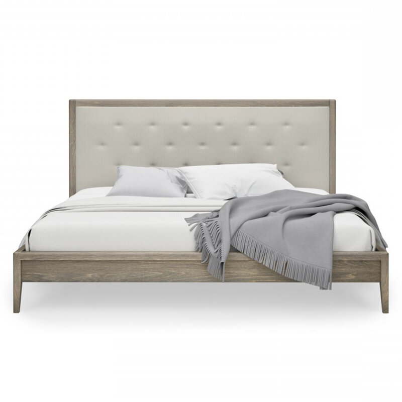 EDMOND UPHOLSTERED HEADBOARD AND WOOD BED By HUPPE