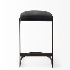 COLA COUNTER STOOL LEATHER AND METAL BLACK