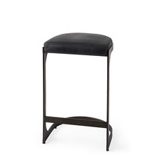COLA COUNTERSTOOL LEATHER AND METAL BLACK