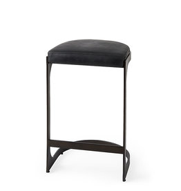 COLA COUNTER STOOL LEATHER AND METAL BLACK