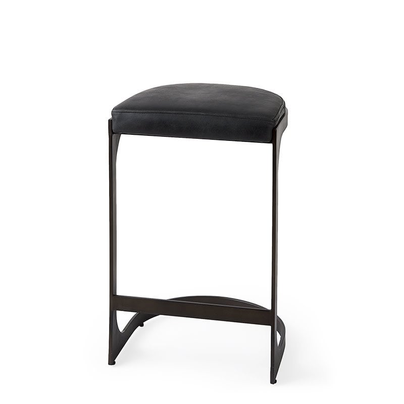 COLA COUNTER STOOL LEATHER AND METAL BLACK