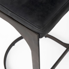 COLA COUNTER STOOL LEATHER AND METAL BLACK