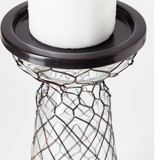 SEASIDE GLASS AND WIRE CANDLE HOLDER LARGE