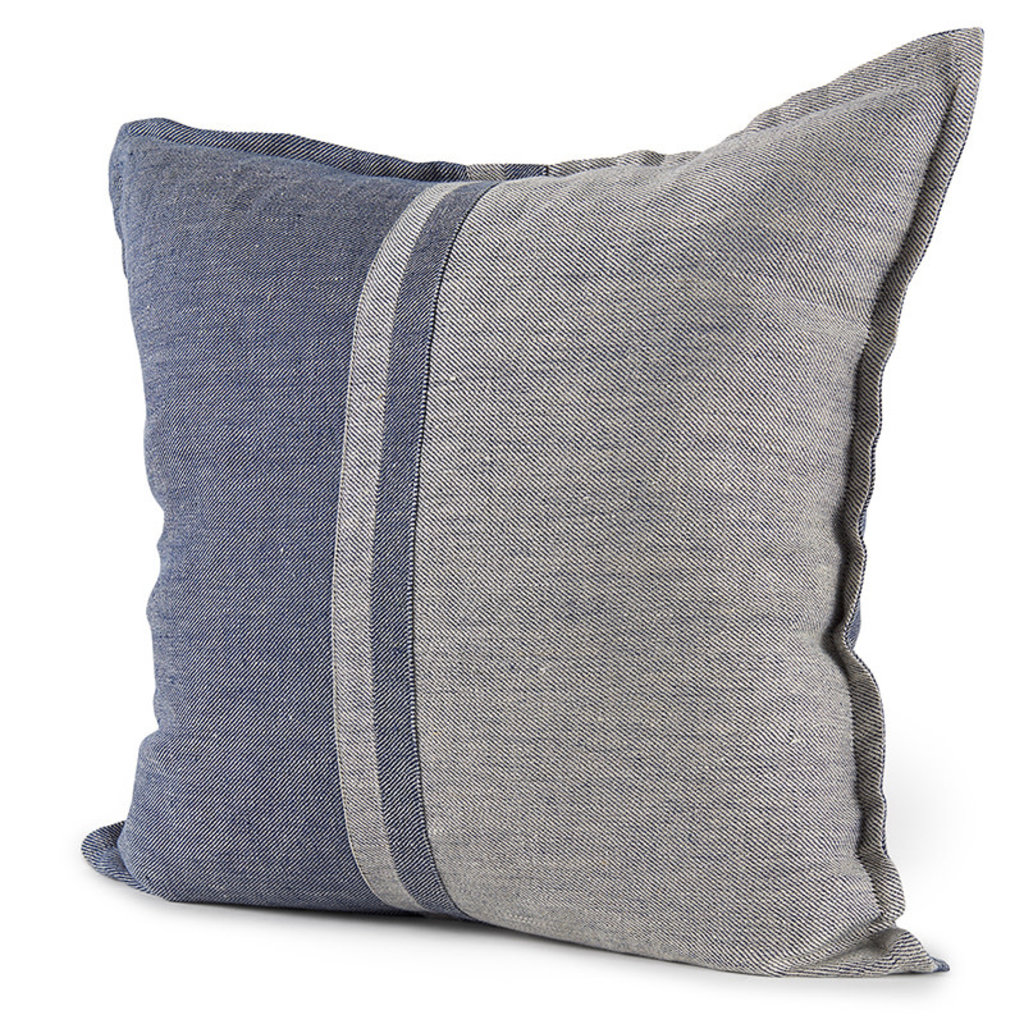 MARITIME FEATHER FILLED PILLOW BLUE AND GREY 20"X20"