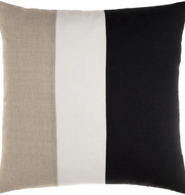 ROX 3 BAND FEATHER FILLED PILLOW 20" BLACK TAN CREAM
