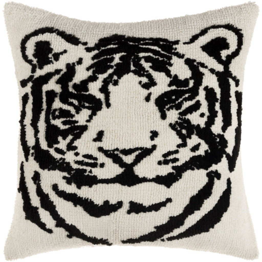 EL TIGRE FEATHER FILLED PILLOW 18" BLACK AND WHITE