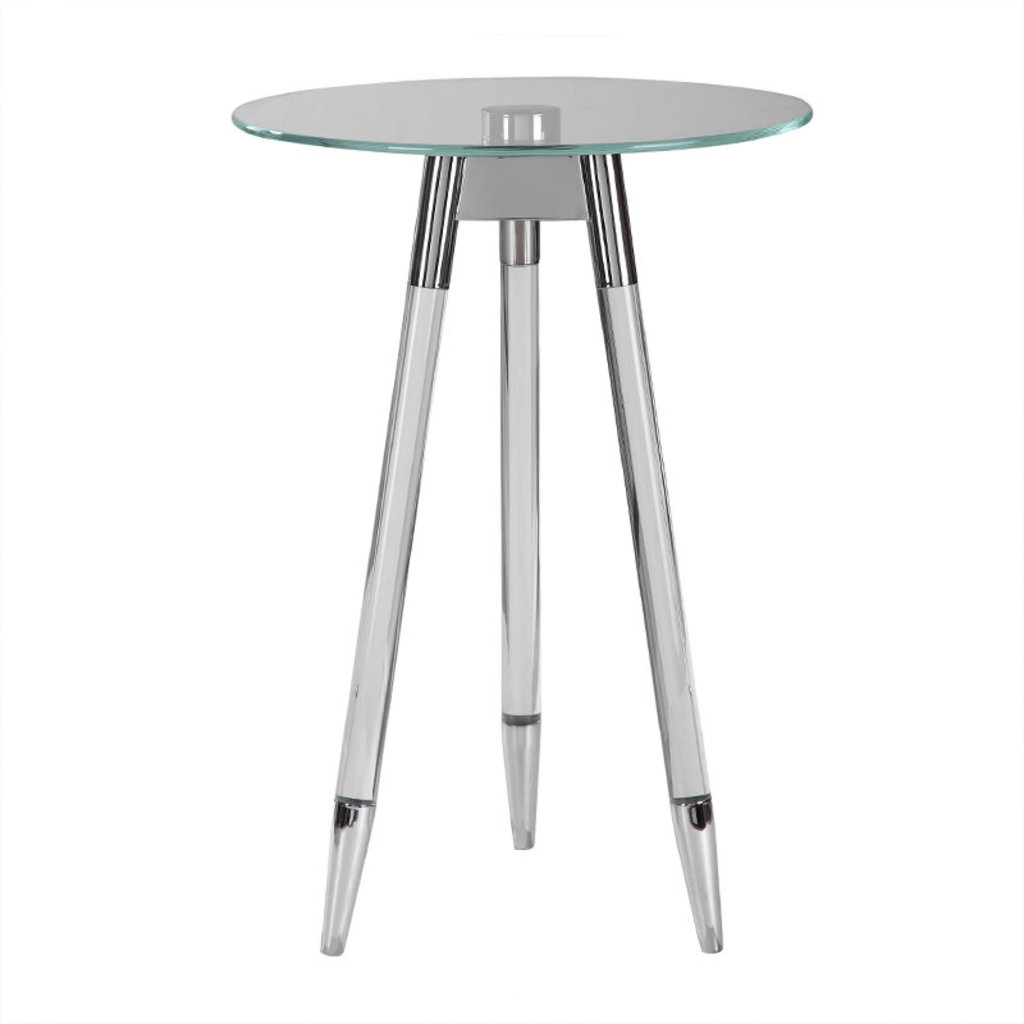 JONET ACCENT TABLE GLASS AND NICKEL