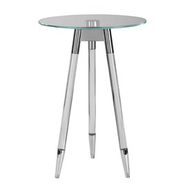 JONET ACCENT TABLE GLASS AND NICKEL