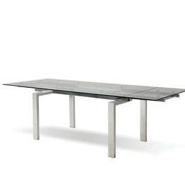 KARLSTAD EXTENSION TABLE BRUSHED STAINLESS STEEL 63" TO 93"
