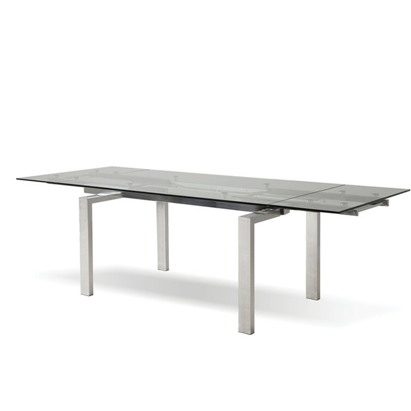 KARLSTAD EXTENSION TABLE BRUSHED STAINLESS STEEL 63" TO 93"